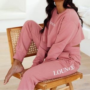 Lounge Underwear smoked pink XS set with joggers, cropped sweatshirt, bralette